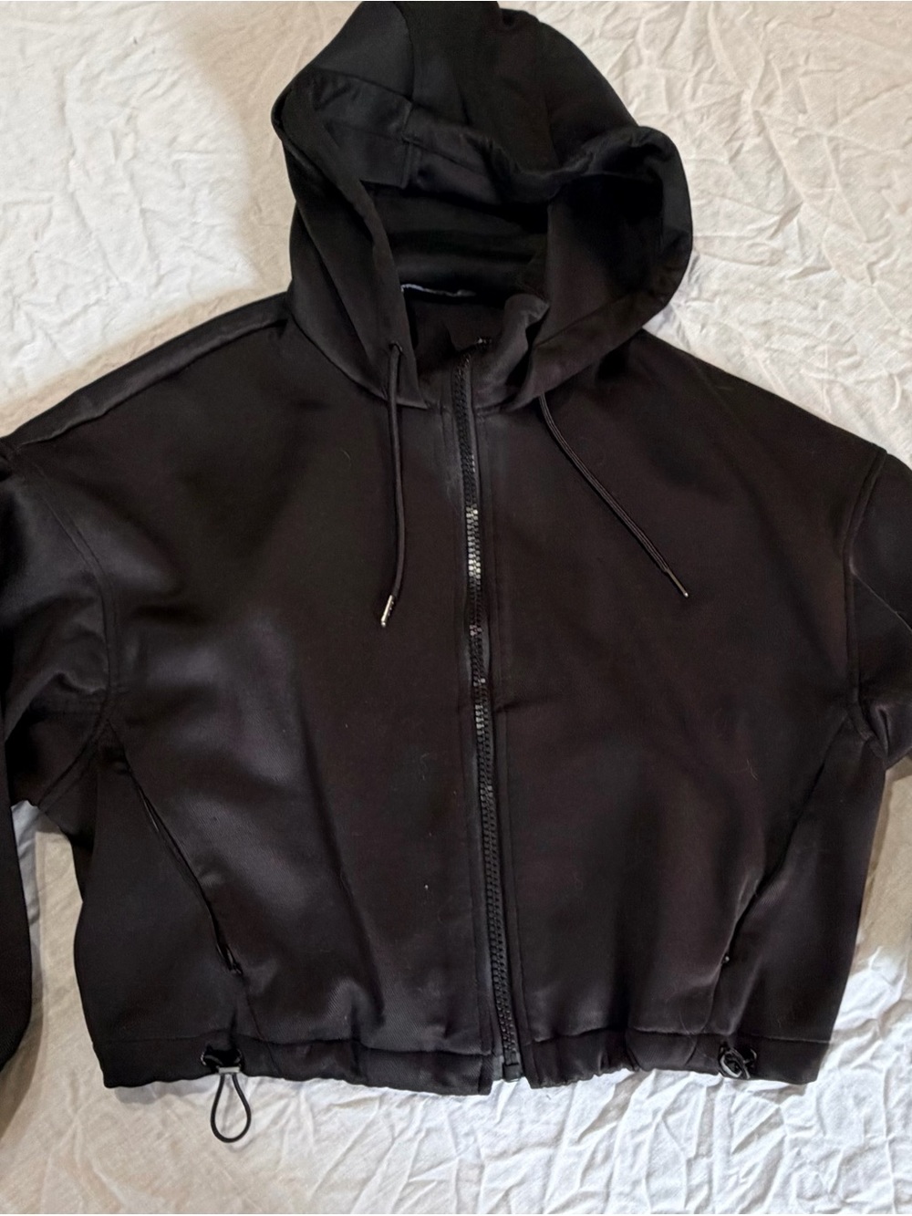 Zara Black Hooded Zip-Up Jacket